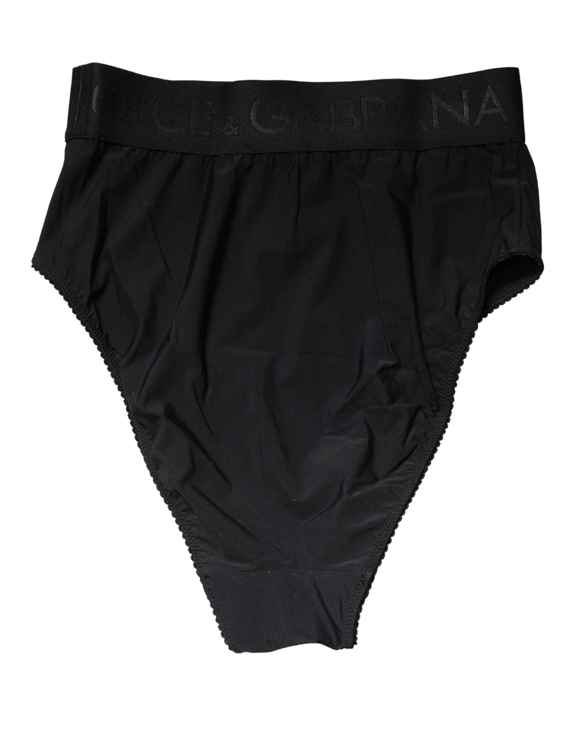 Dolce & Gabbana Black Logo Waistband High Brief Underwear