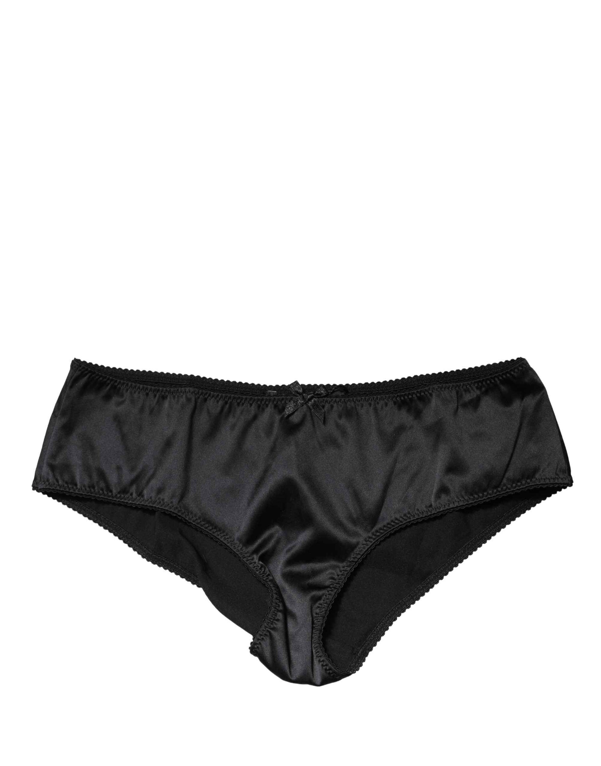Dolce & Gabbana Black Silk Stretch Mid Waist Brief Panty Underwear