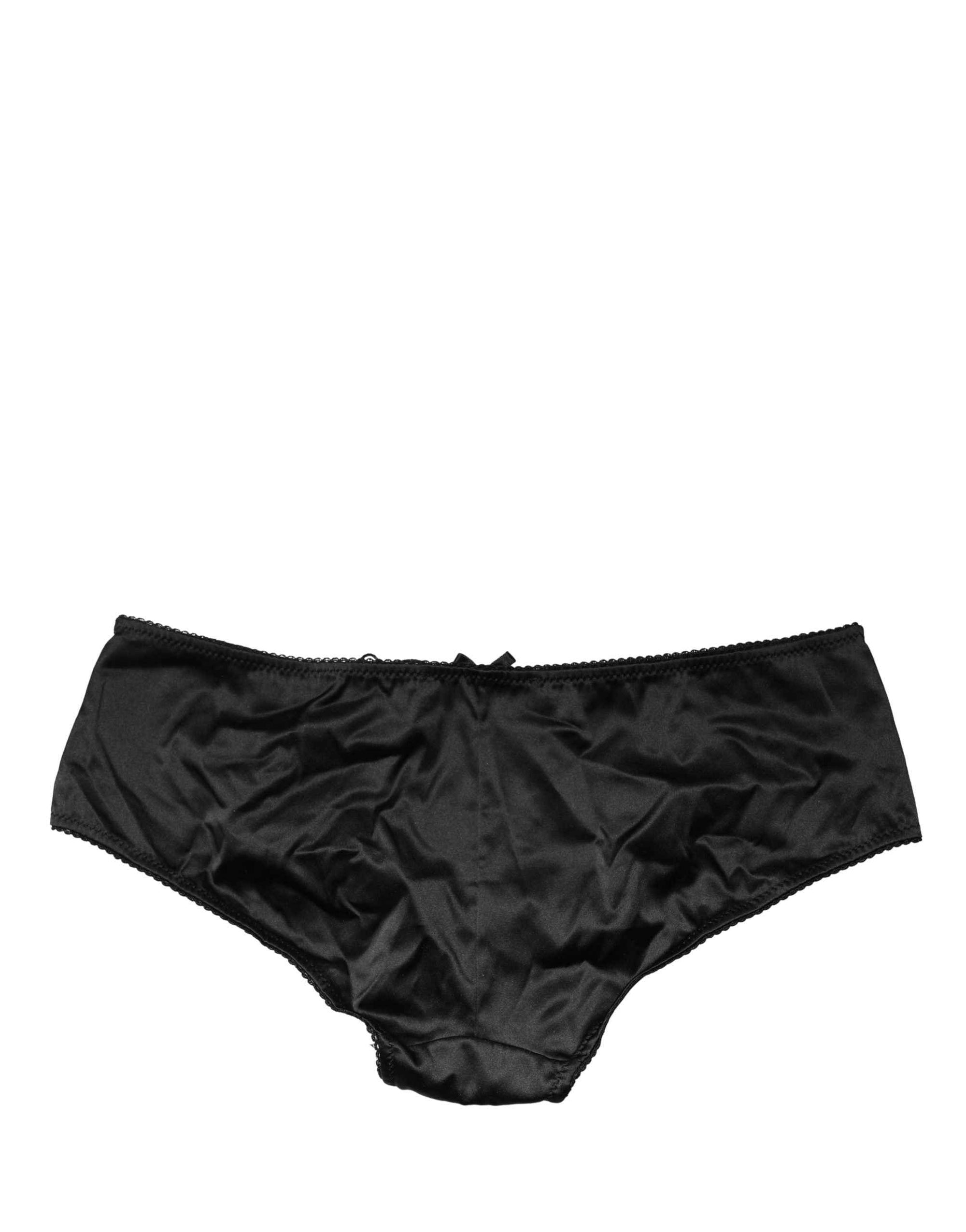 Dolce & Gabbana Black Silk Stretch Mid Waist Brief Panty Underwear