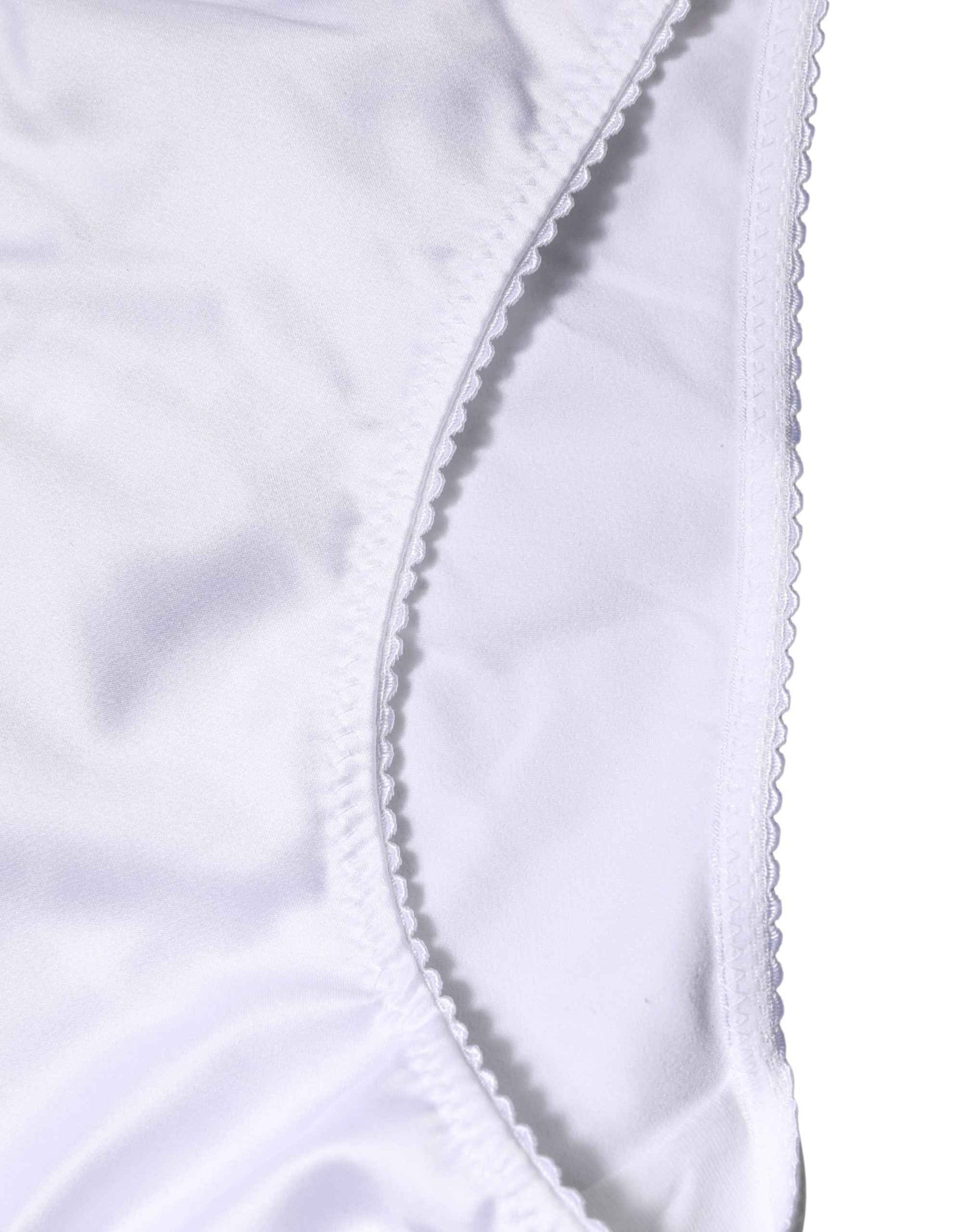 Dolce & Gabbana White Silk Stretch Mid Waist Brief Panty Underwear