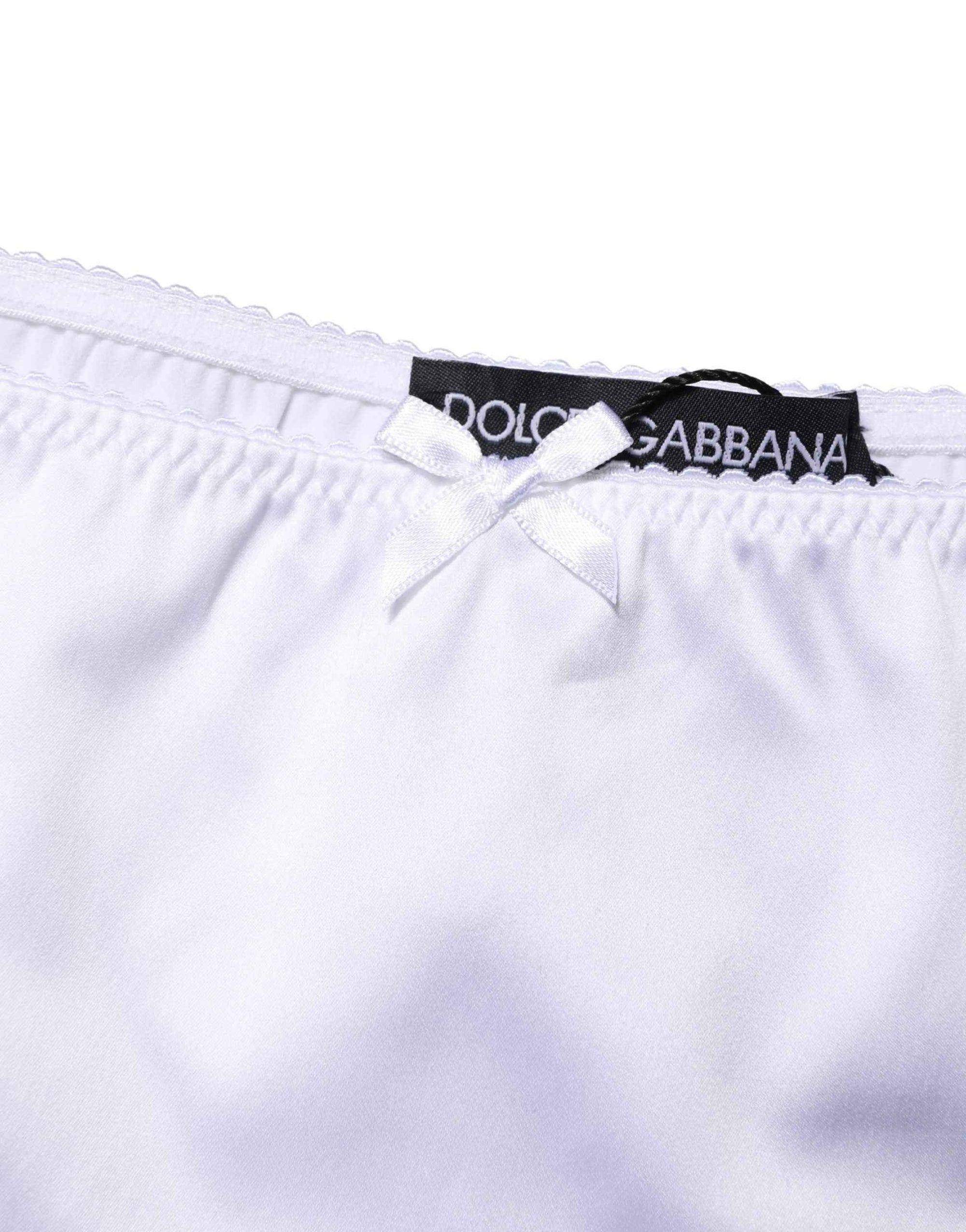 Dolce & Gabbana White Silk Stretch Mid Waist Brief Panty Underwear