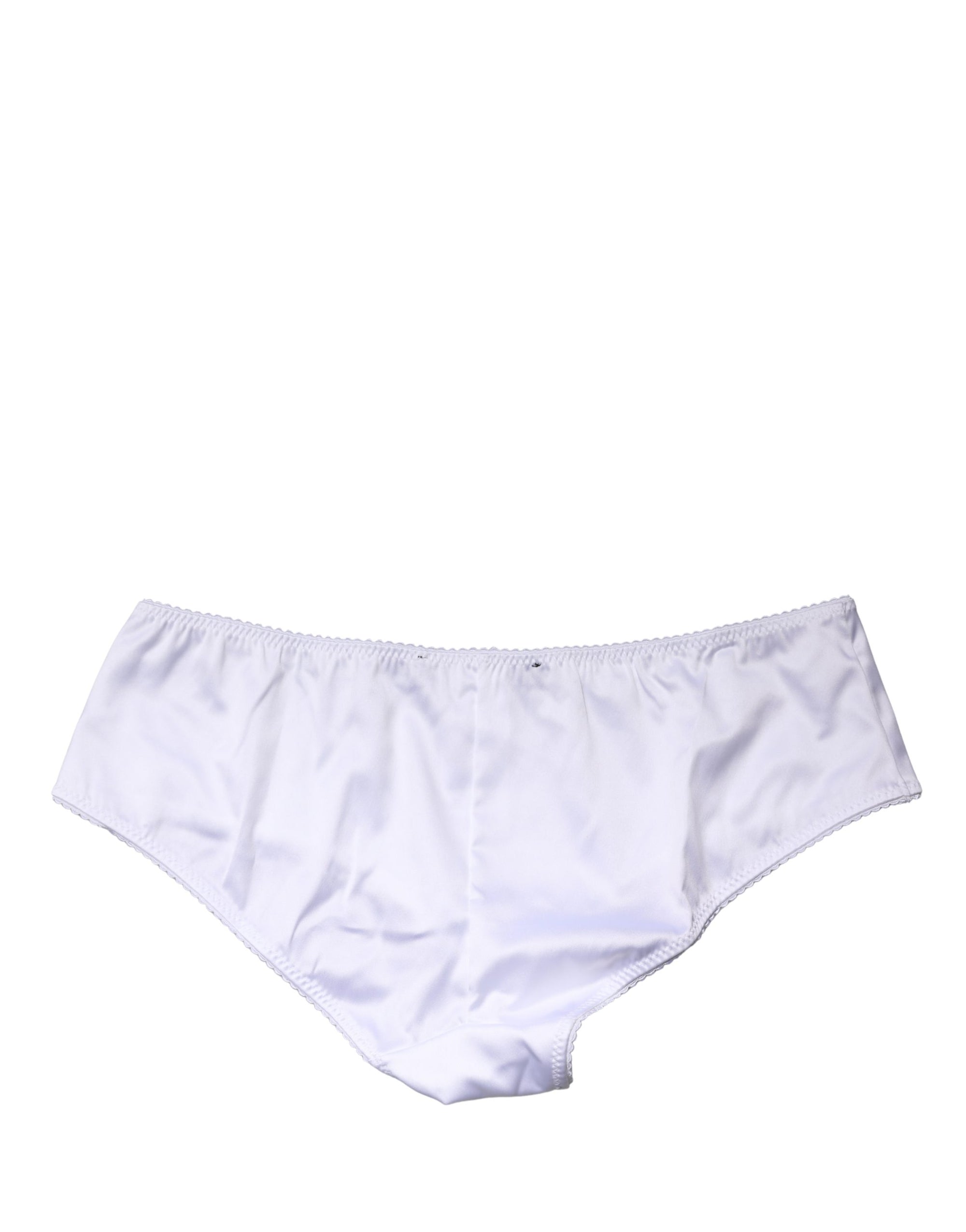 Dolce & Gabbana White Silk Stretch Mid Waist Brief Panty Underwear