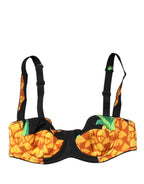 Dolce & Gabbana Black Pineapple Silk Balconette Bra Underwear