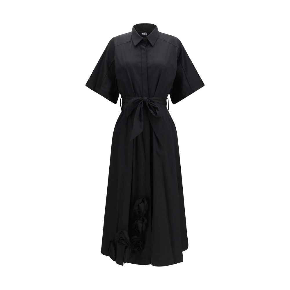 Ella Black Cotton Casual Dress