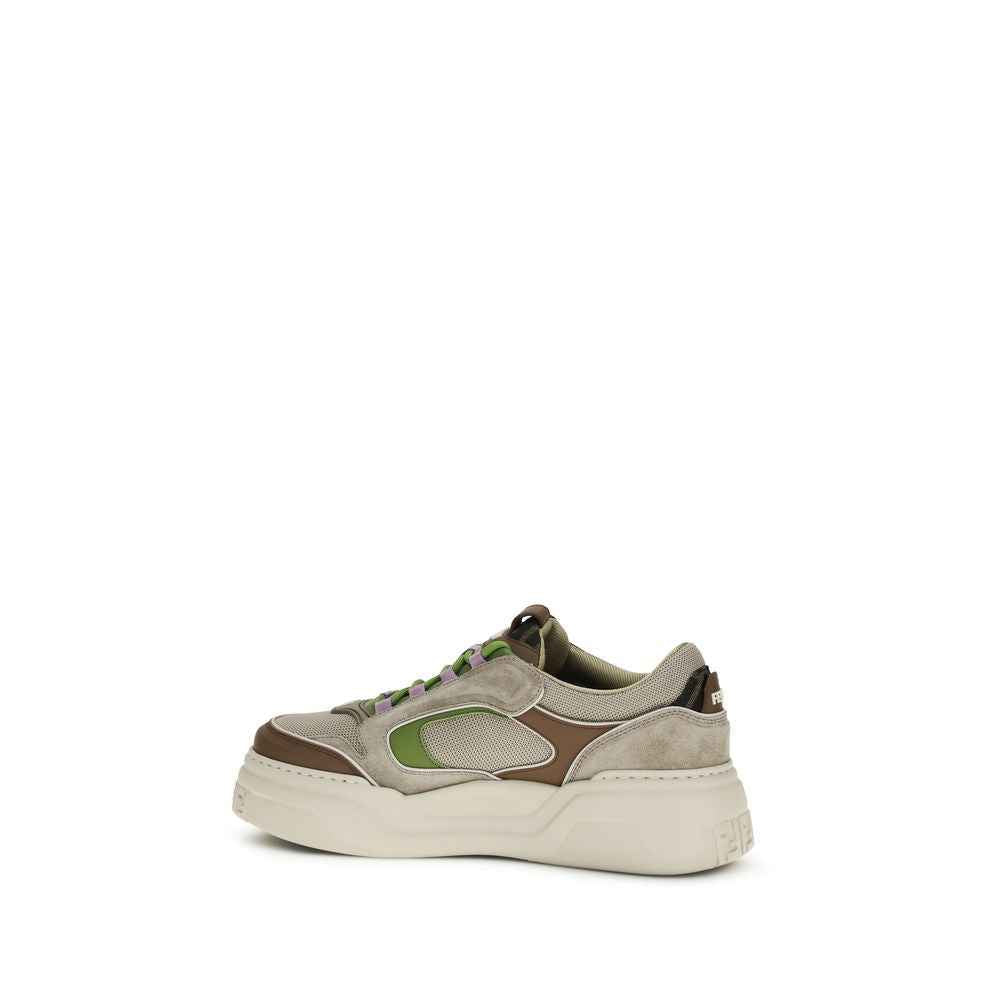 Fendi Brown Cotton Chunky Sneakers