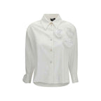 Ella White Cotton Pattern Shirt