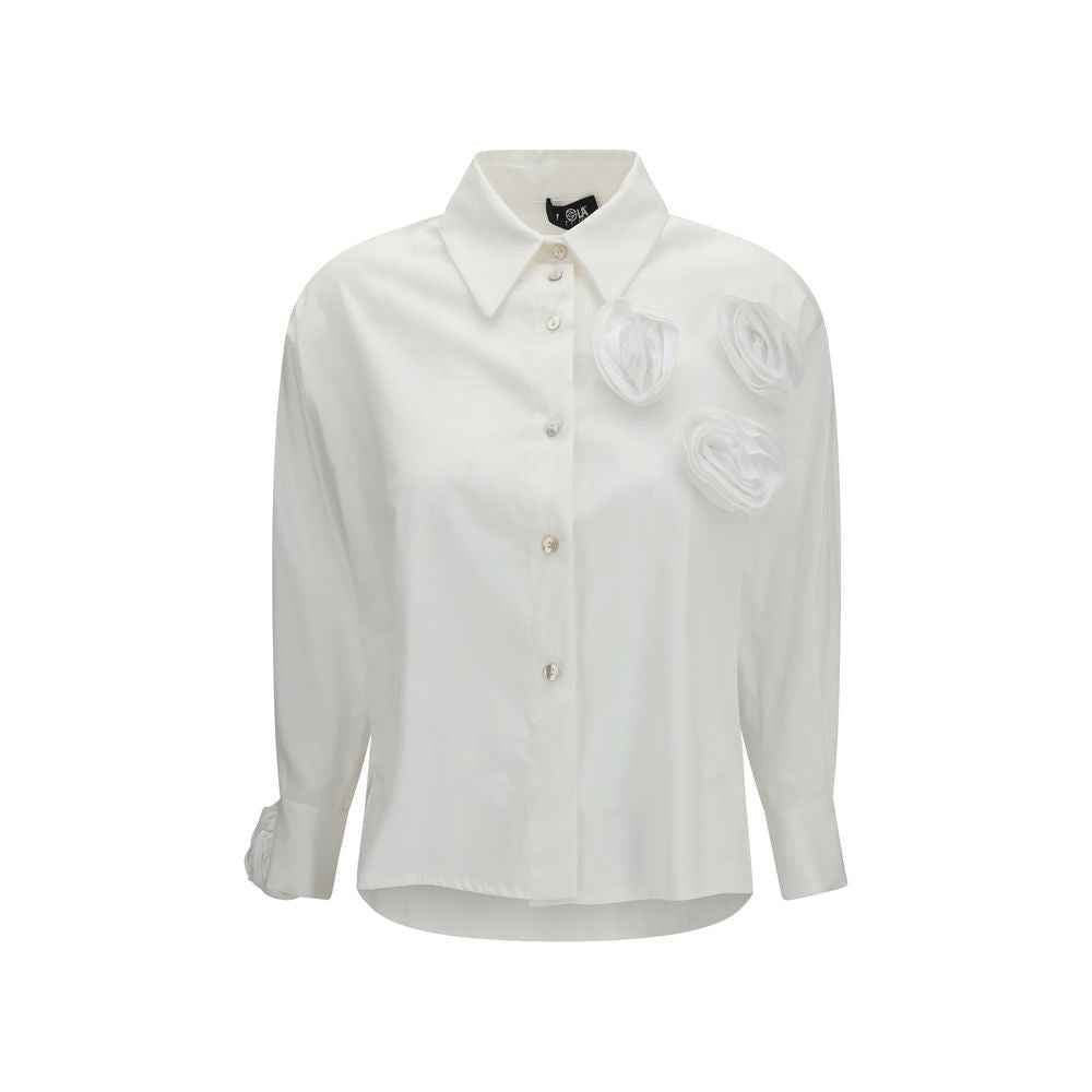 Ella White Cotton Pattern Shirt