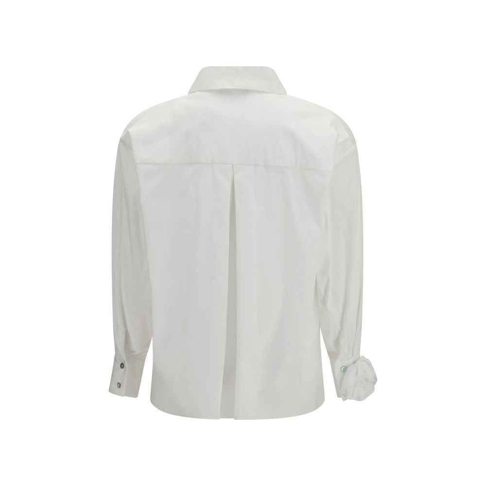 Ella White Cotton Pattern Shirt