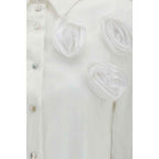 Ella White Cotton Pattern Shirt