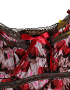 Roberto Cavalli Multicolor CherryPrint Lace Bodysuit Underwear