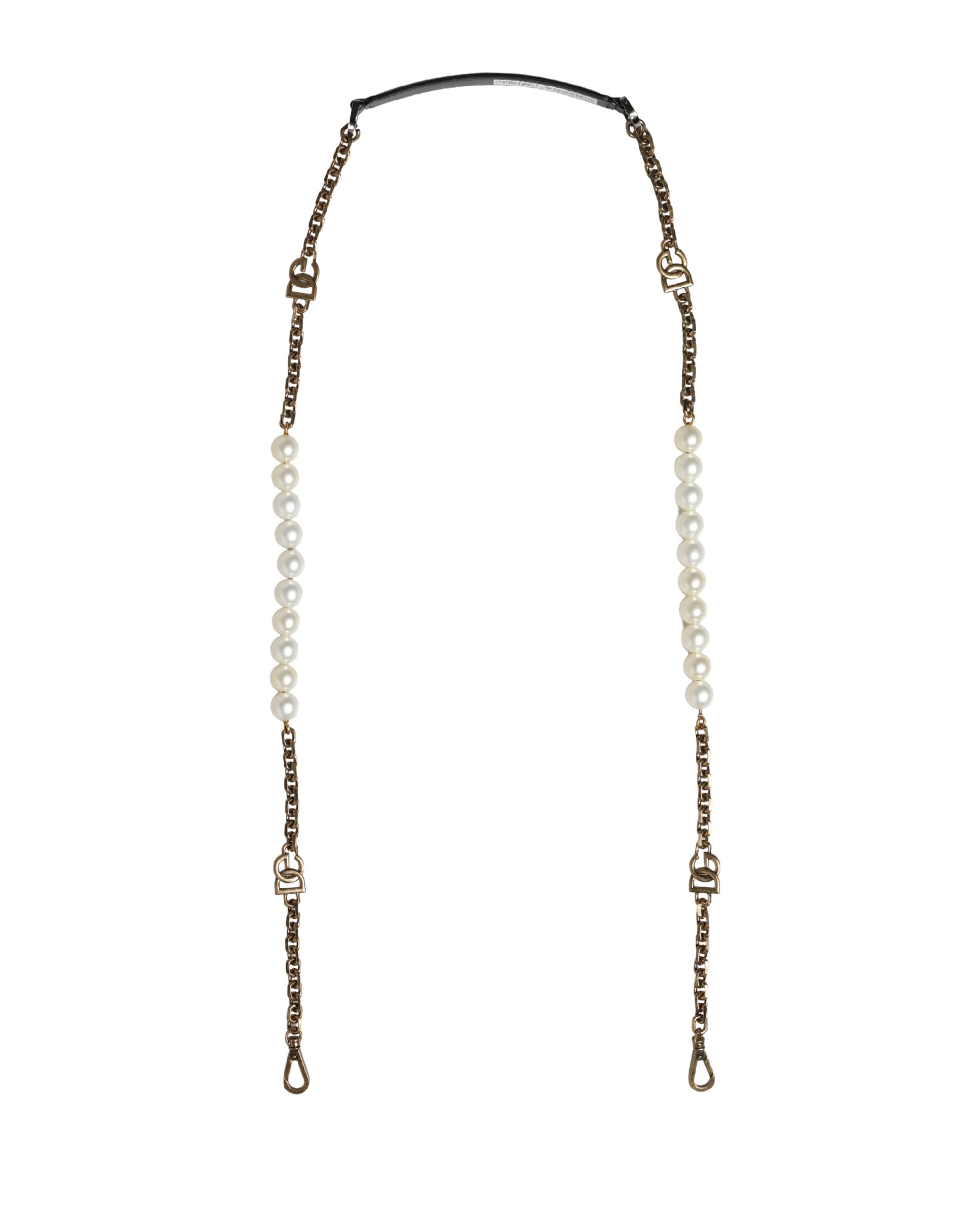 Dolce & Gabbana Black Leather Gold Chain Bag Accessory Shoulder Strap