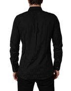 Dolce & Gabbana Black MARTINI Cotton Slim Dress Formal Shirt