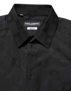 Dolce & Gabbana Black MARTINI Cotton Slim Dress Formal Shirt