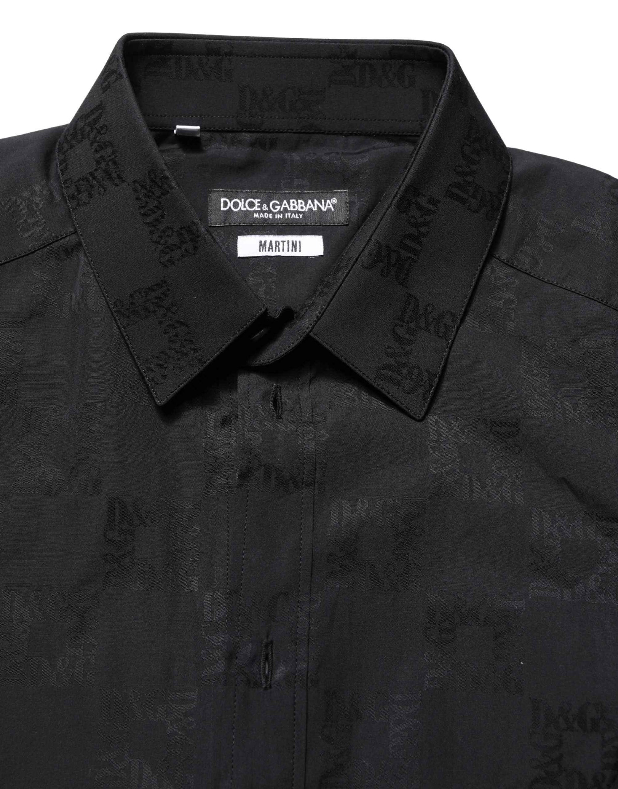 Dolce & Gabbana Black MARTINI Cotton Slim Dress Formal Shirt