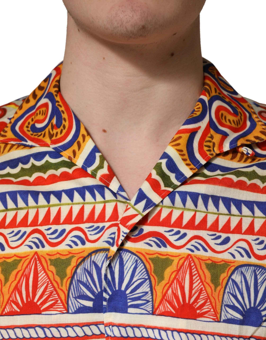 Dolce & Gabbana Multicolor Sicilian Carretto Twill Cotton Men Shirt