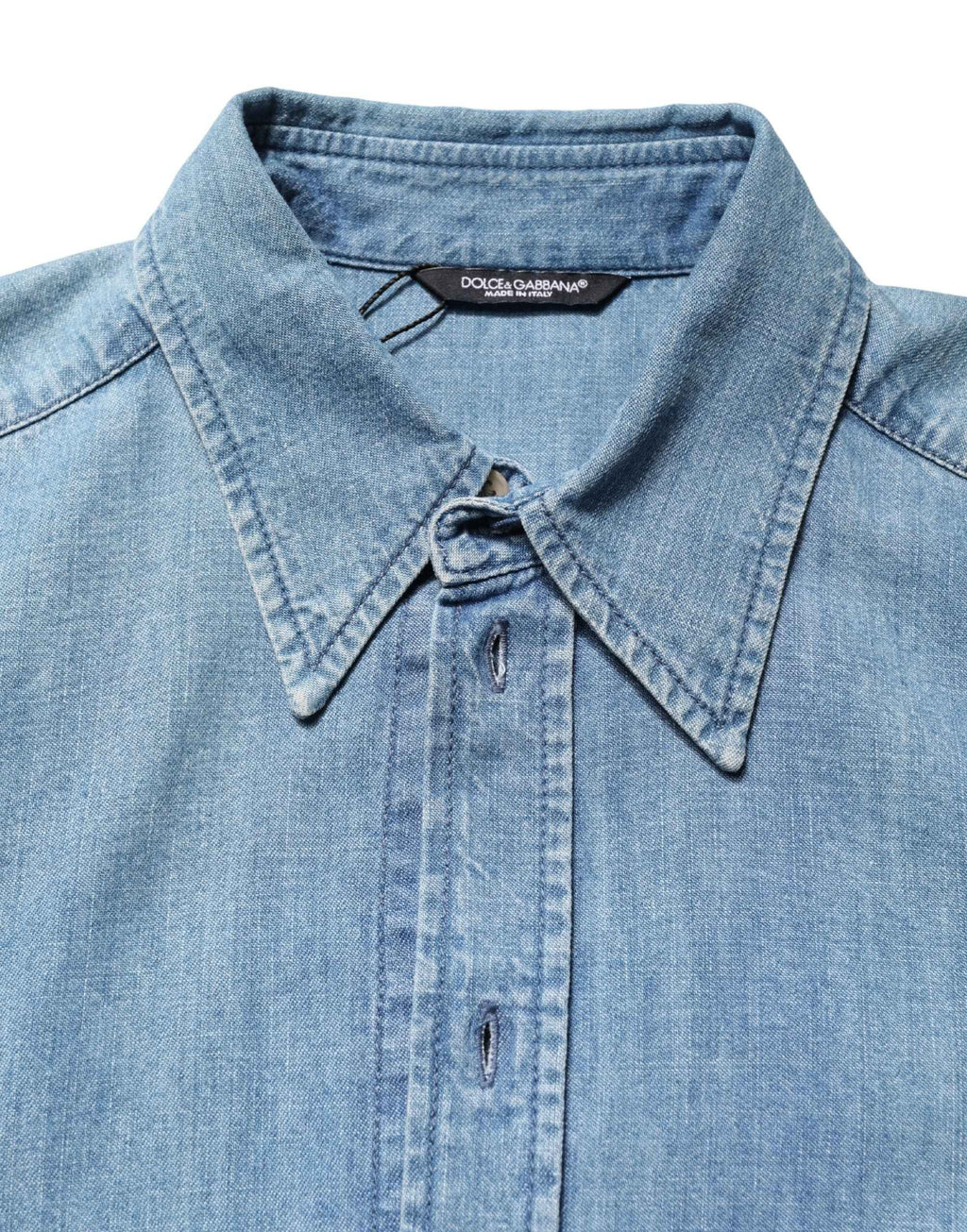 Dolce & Gabbana Blue Cotton Stretch Casual Denim Slim Shirt