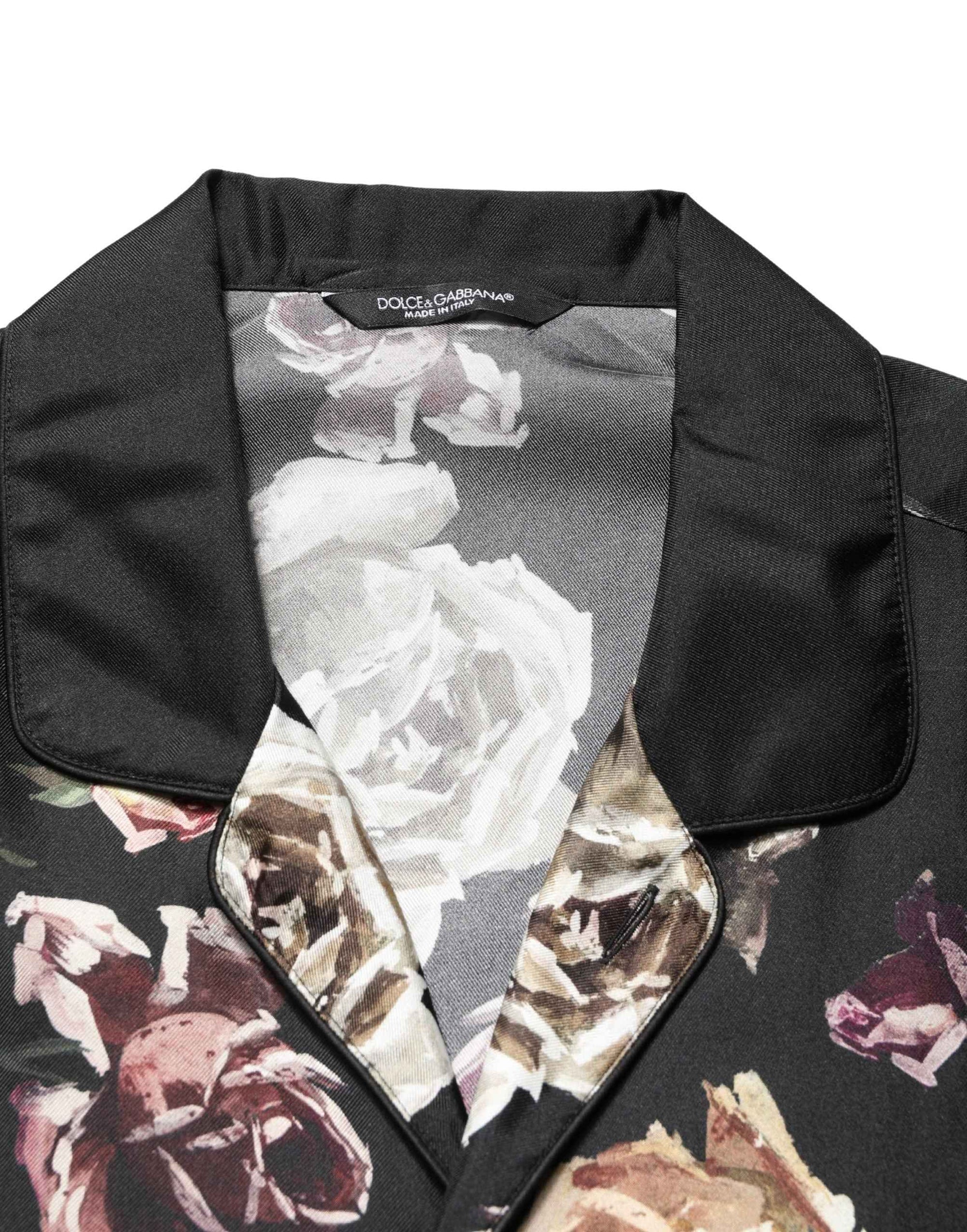 Dolce & Gabbana Black Floral Print Long Sleeves Casual Shirt