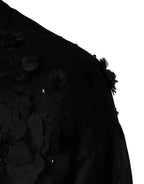 Dolce & Gabbana Black Floral Applique Sheer Short Sleeve Shirt