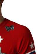 Dolce & Gabbana Multicolor Wool Butterfly Star Men Crew Neck Sweater