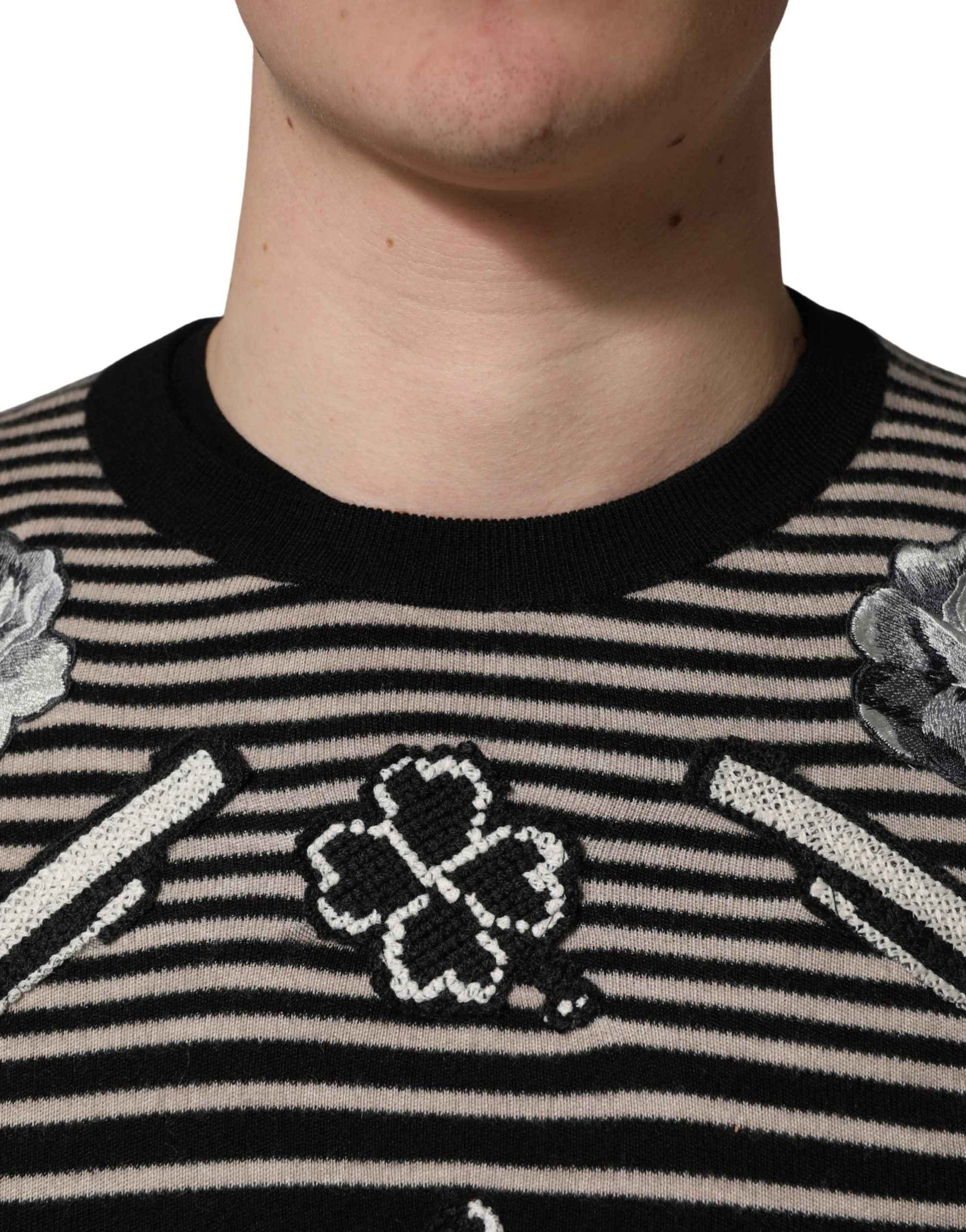 Dolce & Gabbana Multicolor Cashmere Striped CrewNeck Sweater