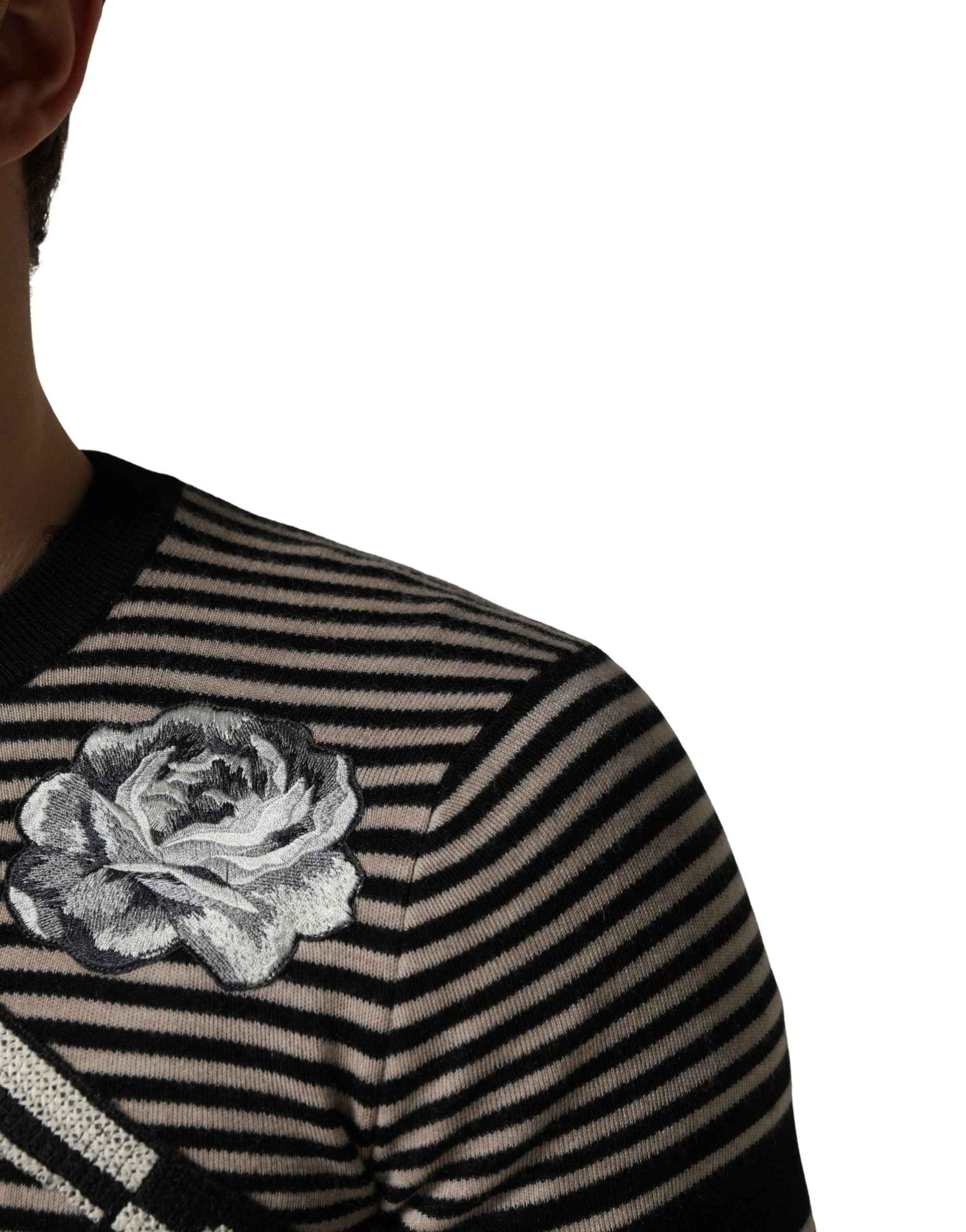 Dolce & Gabbana Multicolor Cashmere Striped CrewNeck Sweater