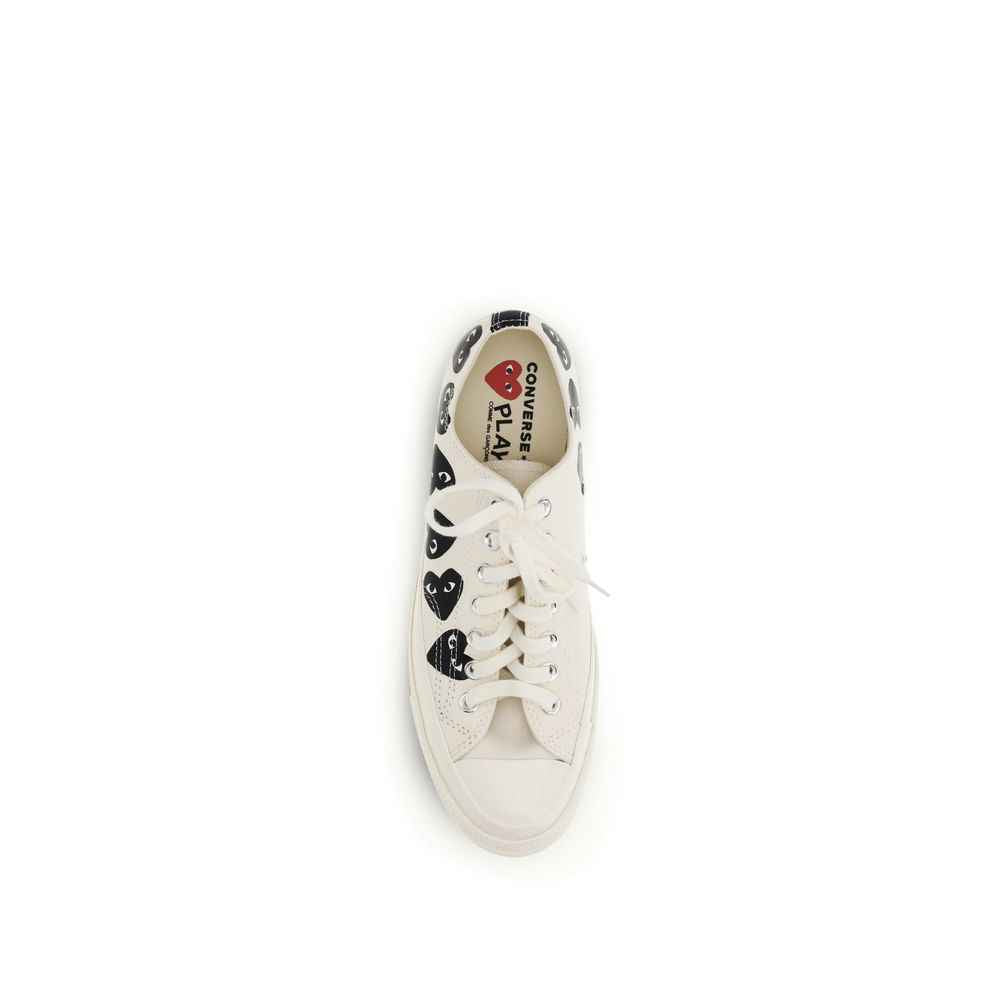Comme Des Garçons Play x Converse White Canvas Low Top Sneakers