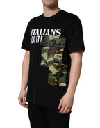 Dolce & Gabbana Black Camouflage Graphic Cotton Crewneck T-shirt