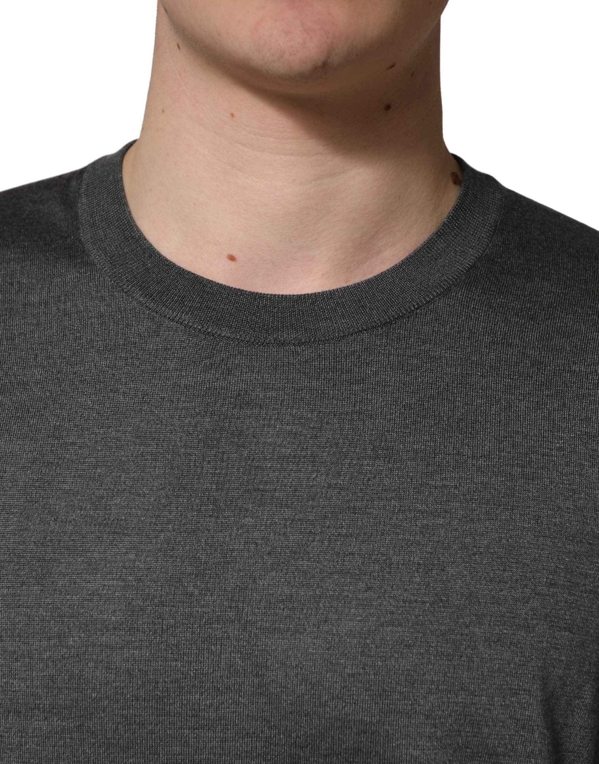Dolce & Gabbana Gray Long Sleeves Crew Neck Pullover Sweater