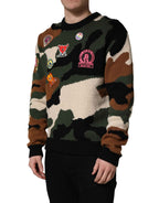 Dolce & Gabbana Multicolor Intarsia Knit Camouflage Pullover Sweater