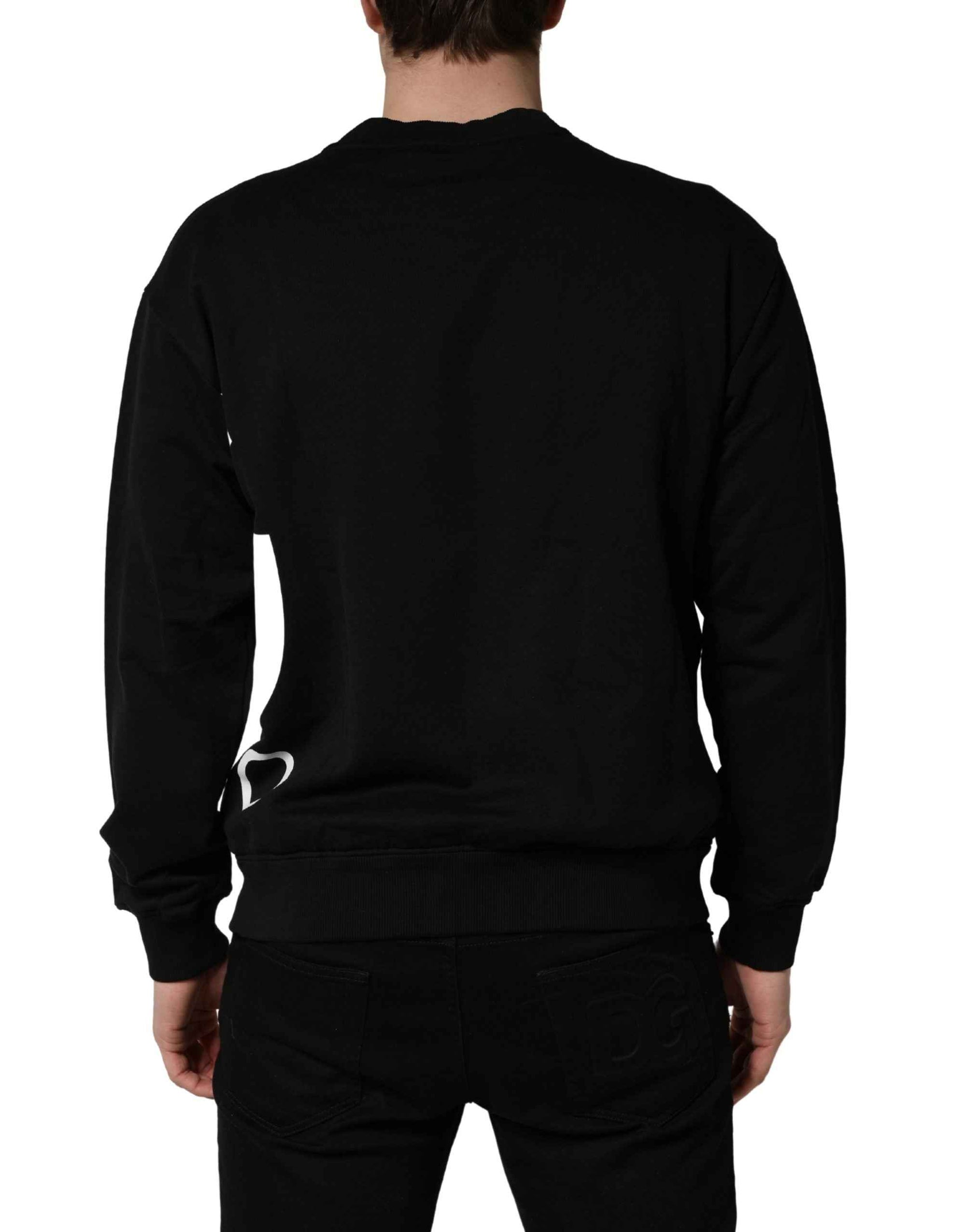 Dolce & Gabbana Black Logo Milano Cotton Sweatshirt Sweater