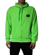 Dolce & Gabbana Green FullZip Fleece HoodedSweatshirt Sweater