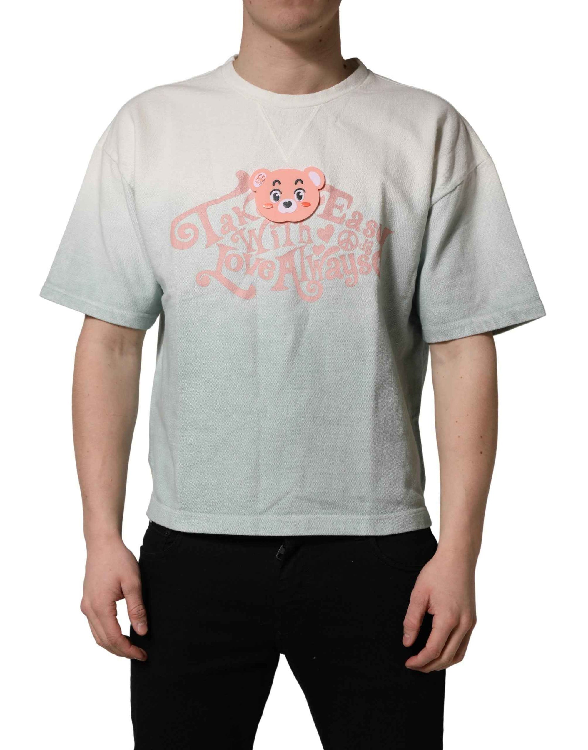 Dolce & Gabbana Green Tie-Dye Graphic Print Cotton Crewneck  T-shirt