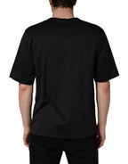 Dolce & Gabbana Black Angel Print Cotton Crew Neck T-shirt