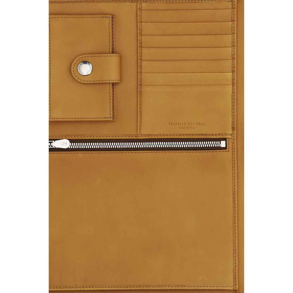 Brunello Cucinelli Brown Calf Leather Bos Taurus Wallet