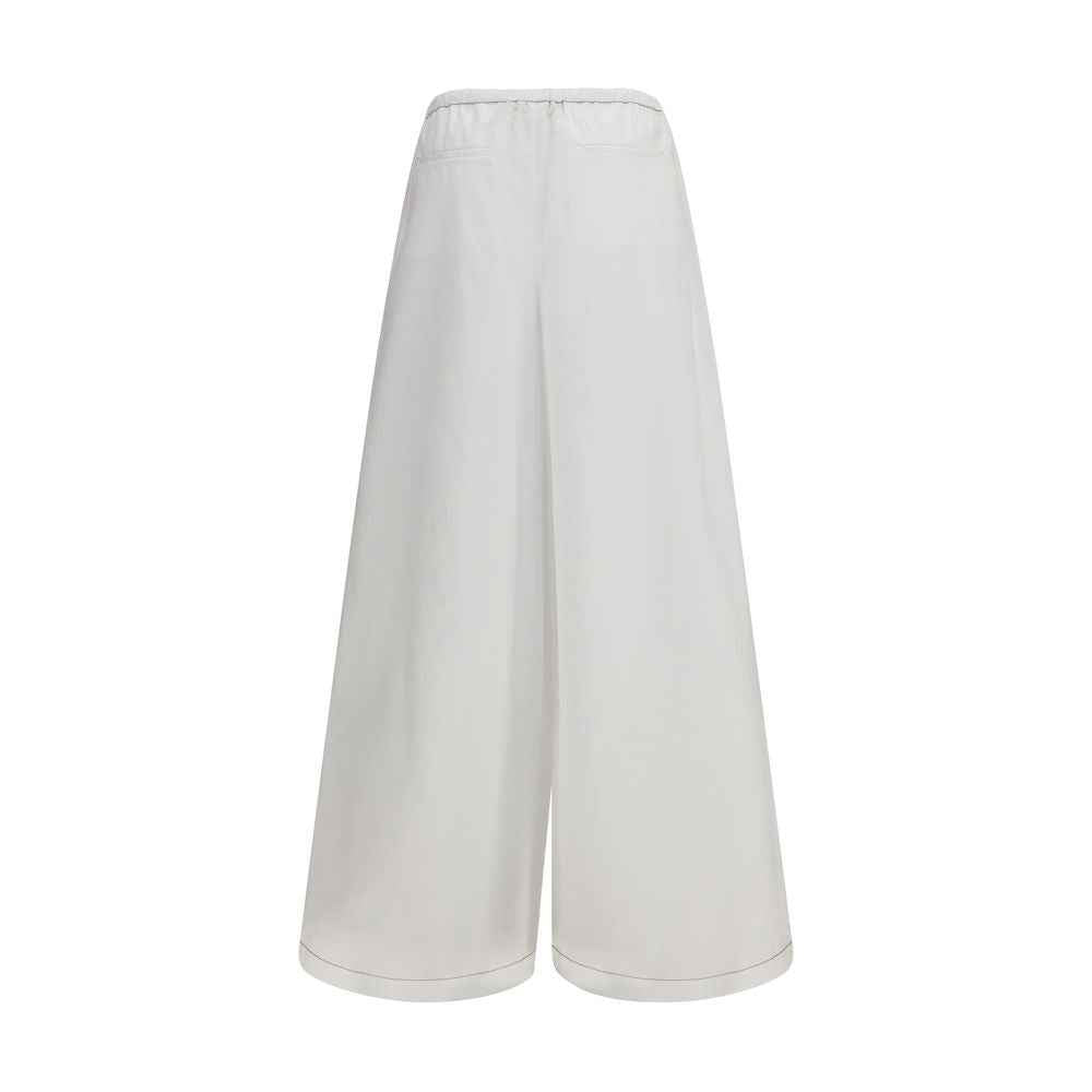 Marni White Cotton Casual Pants