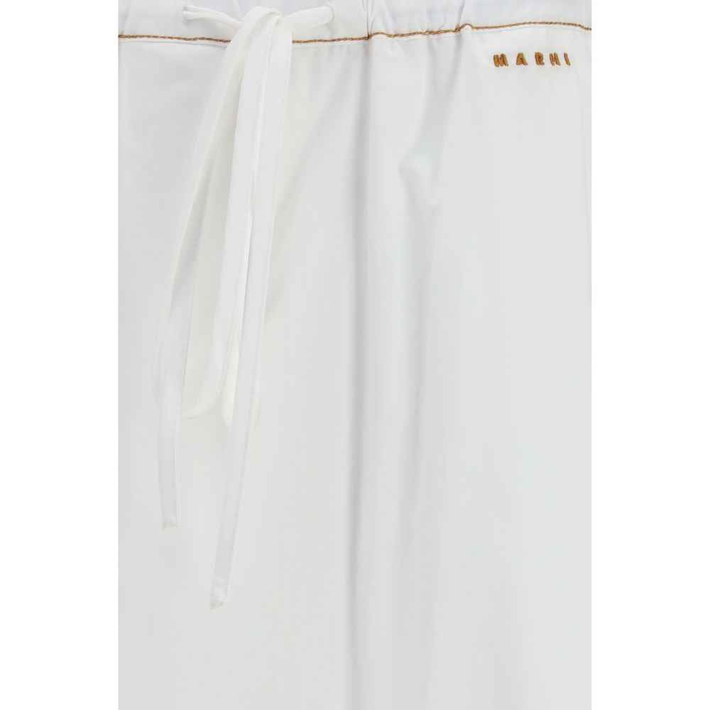 Marni White Cotton Casual Pants
