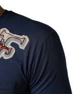 Dolce & Gabbana Navy Blue Cotton Graphic Crew Neck T-shirt