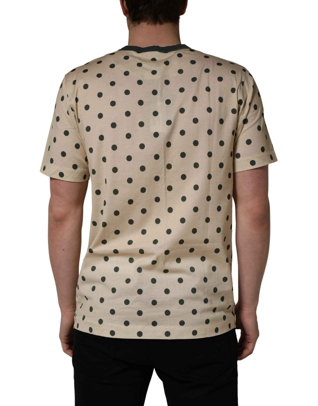 Dolce & Gabbana Beige Cotton Polka Dot Graphic Tee T-shirt
