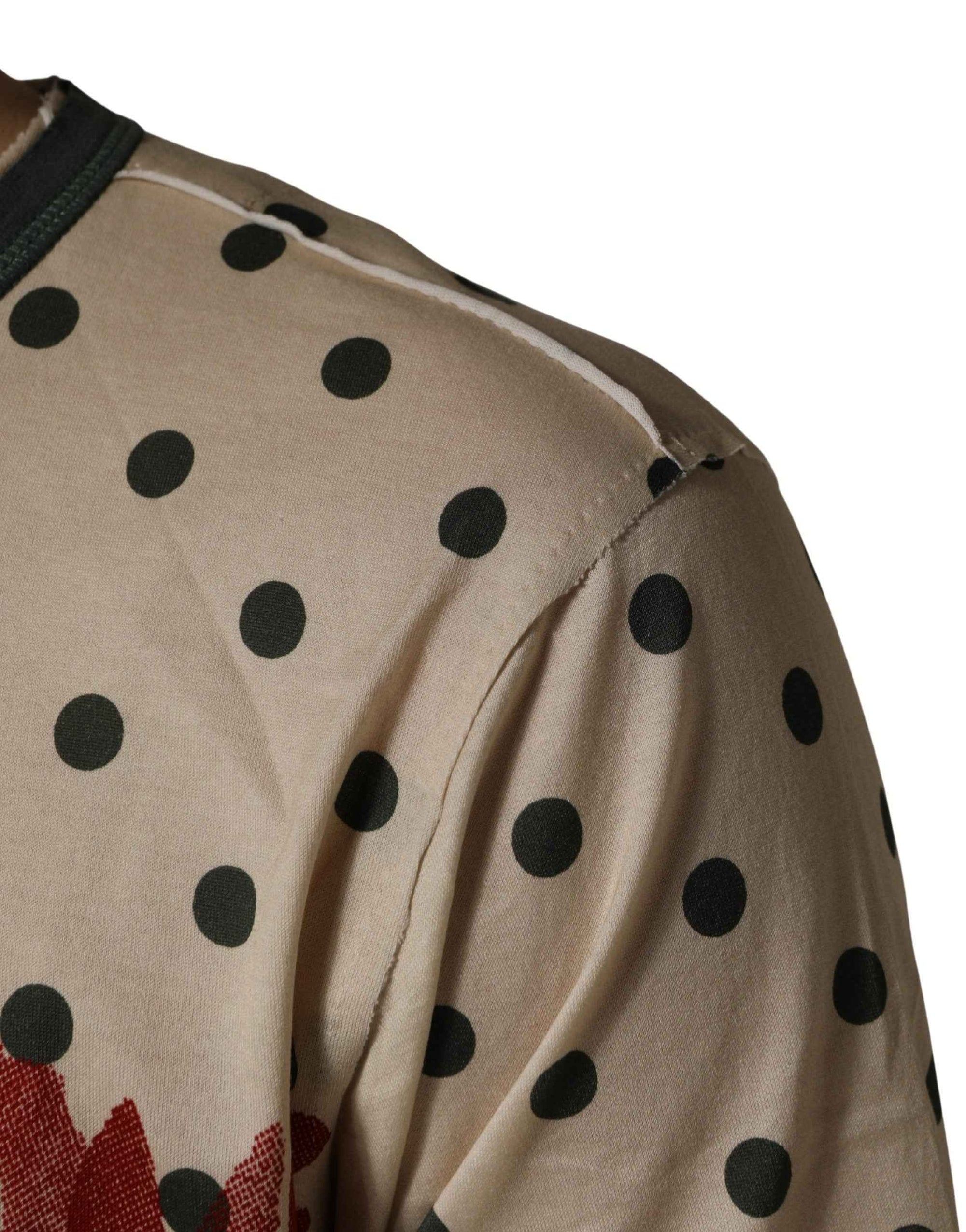 Dolce & Gabbana Beige Cotton Polka Dot Graphic Tee T-shirt