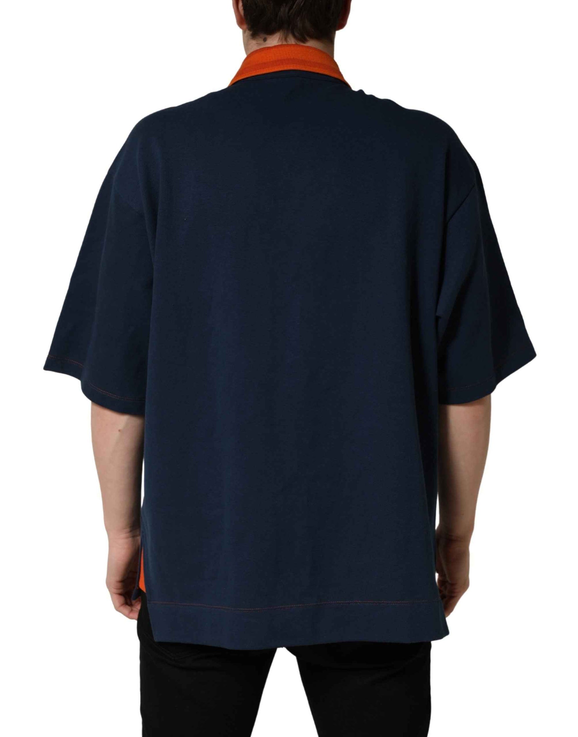 Dolce & Gabbana Navy Blue Cotton Logo Short Sleeves Men Polo T-shirt