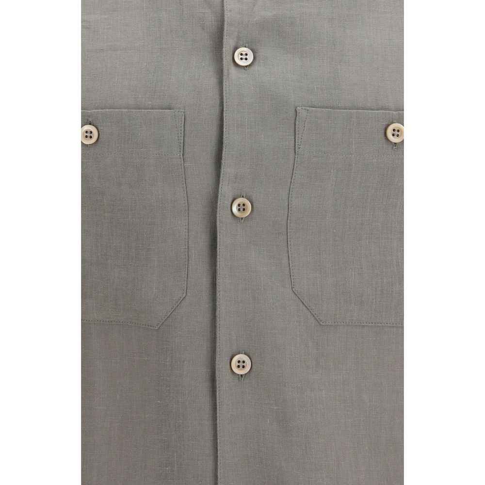 Brunello Cucinelli Bicolor Linen Dress Shirt