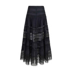 Charo Ruiz Black Cotton Long Skirt