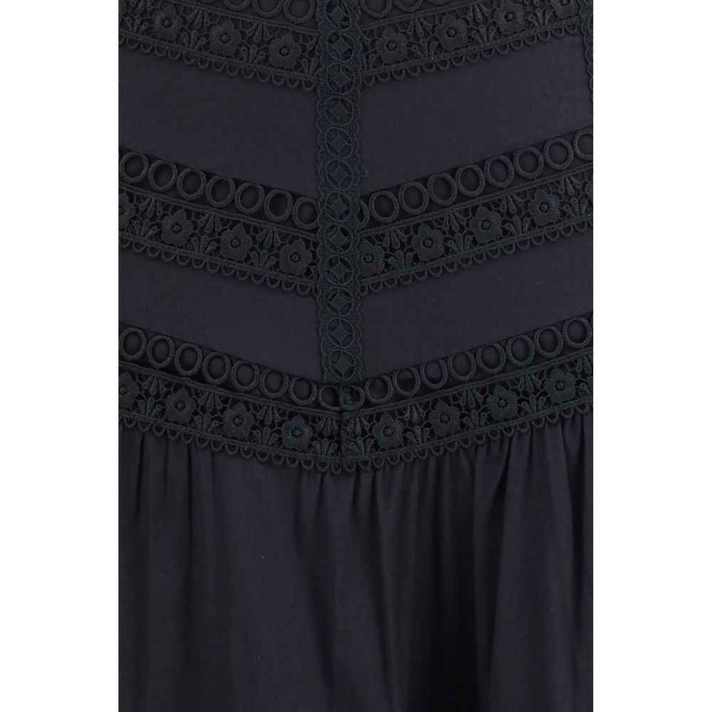 Charo Ruiz Black Cotton Long Skirt