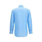 Finamore Blue Cotton Pattern Shirt
