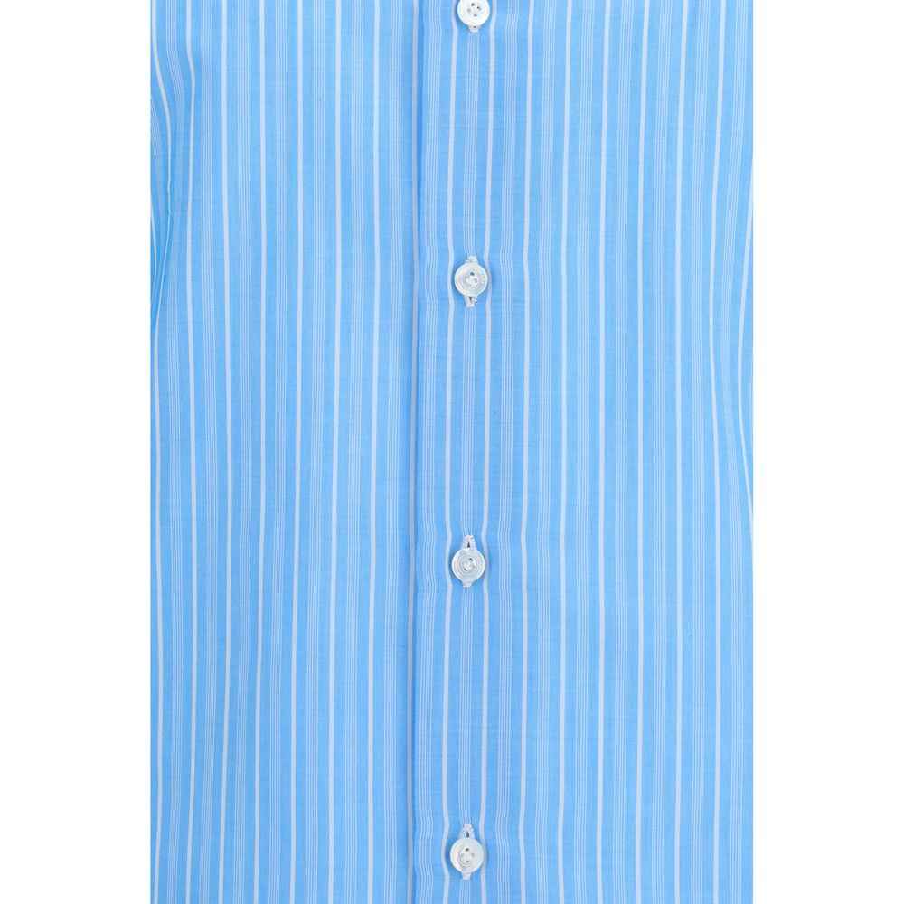 Finamore Blue Cotton Pattern Shirt