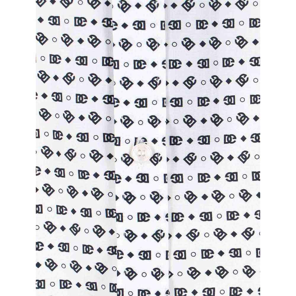 Dolce & Gabbana White Cotton Pattern Shirt