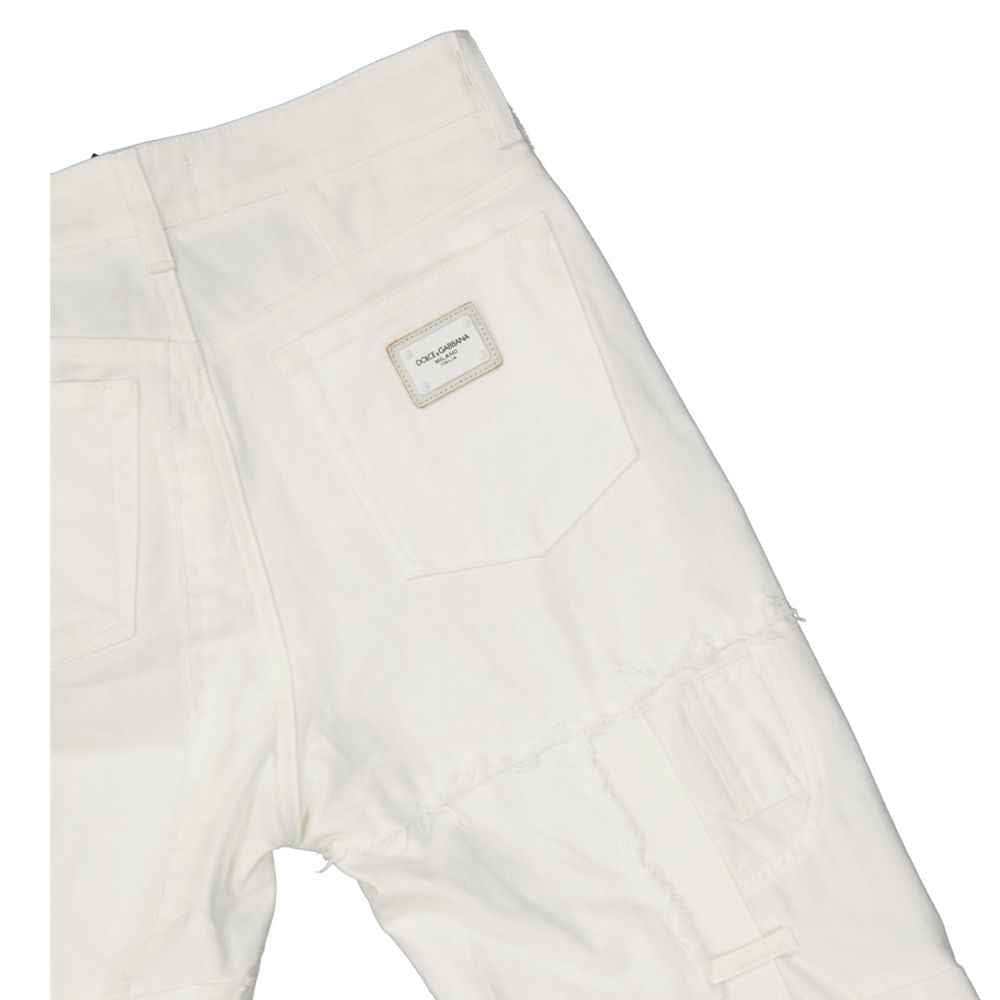 Dolce & Gabbana White Cotton Straight-Leg Jeans