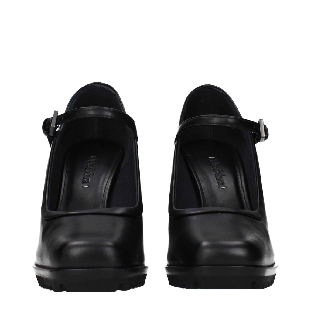 Max Mara Black Leather High Heel Pumps