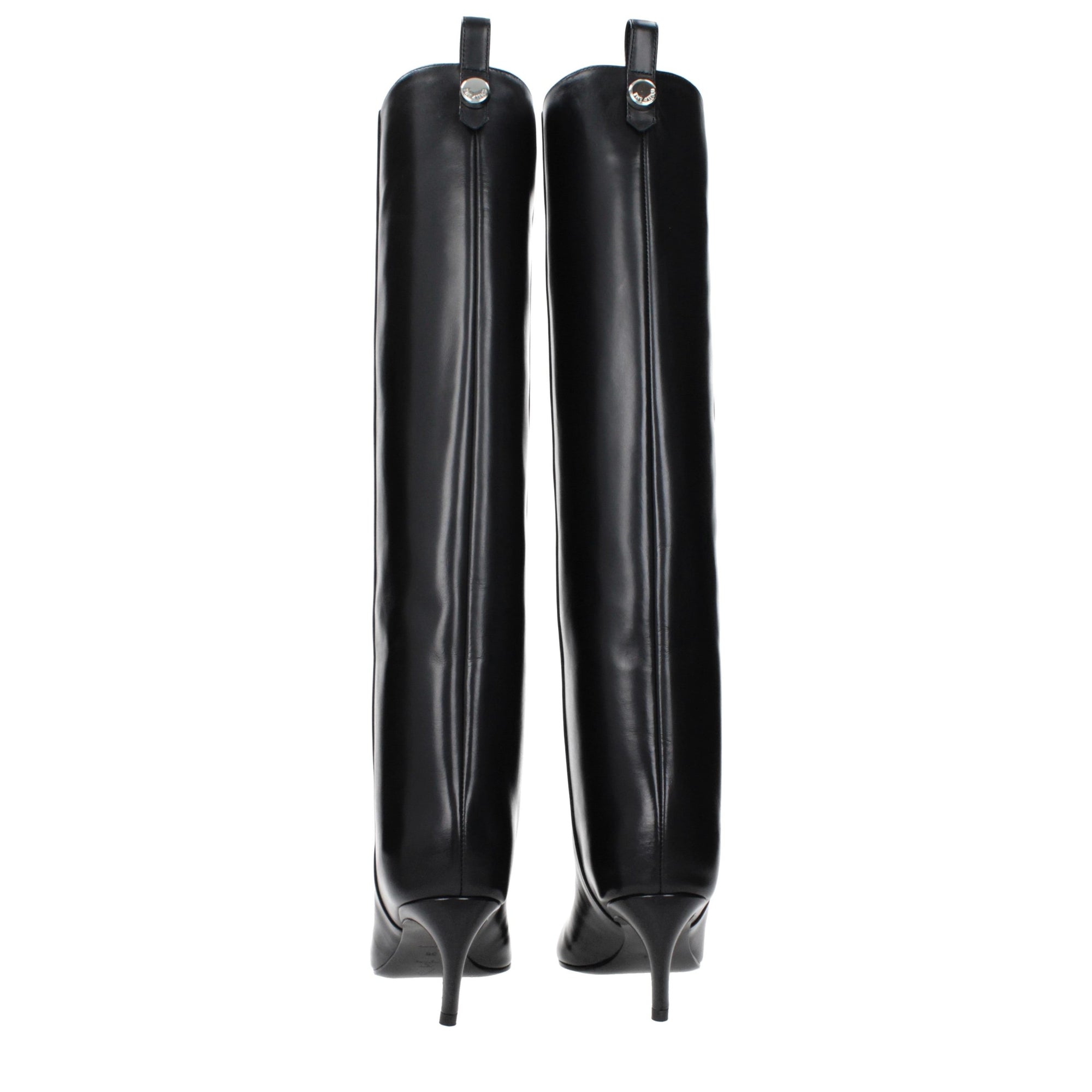 The Attico Black Leather High Heel Boots