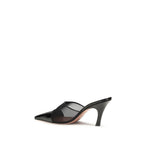 Amina Muaddi Black Calf Leather Bos Taurus Mules